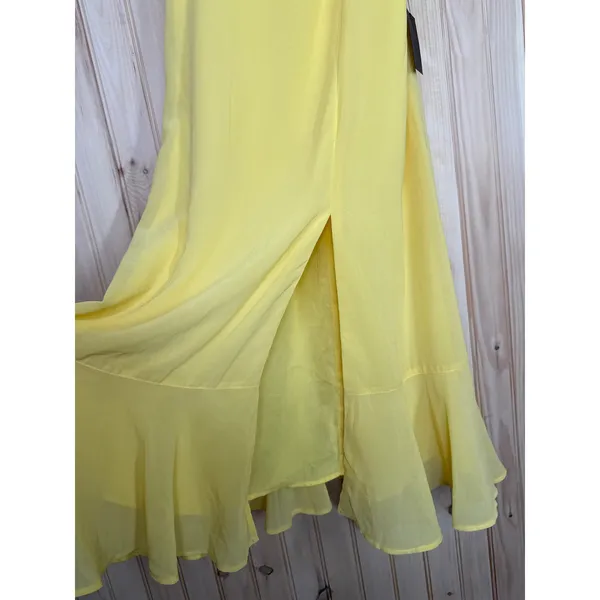 NWT Lulus Summer Invite Yellow Tie-Strap Tiered Midi Dress Ruffled Gala Size M - Image 4