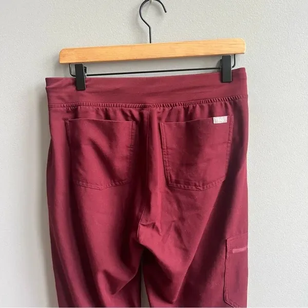 Figs Zamora Jogger Scrub Pants Burgundy Drawstring Waist Slim Fit Pant Small - Image 10