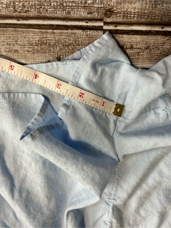 aerie Light Blue Wide-Leg Linen Blend Lounge Shorts Coastal Vacation Size Small - Image 8
