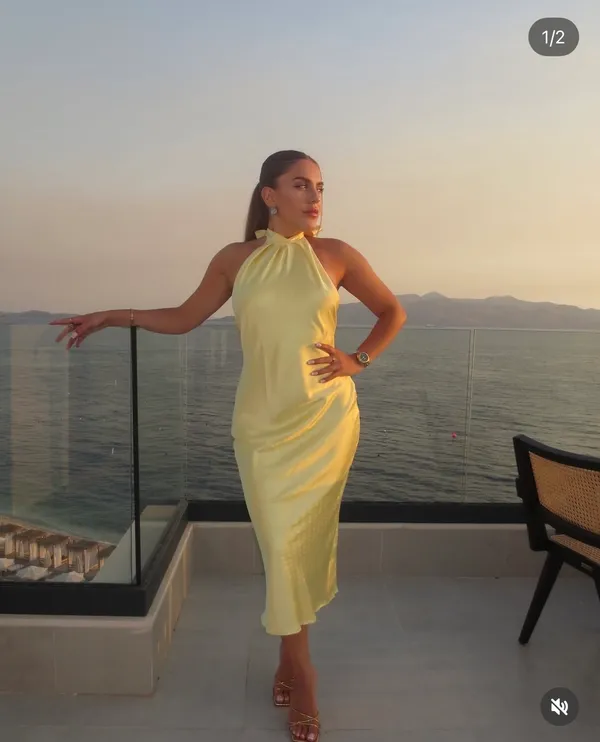 Zara butter Yellow Backless Halter maxi Dress holiday evening wedding - Image 10