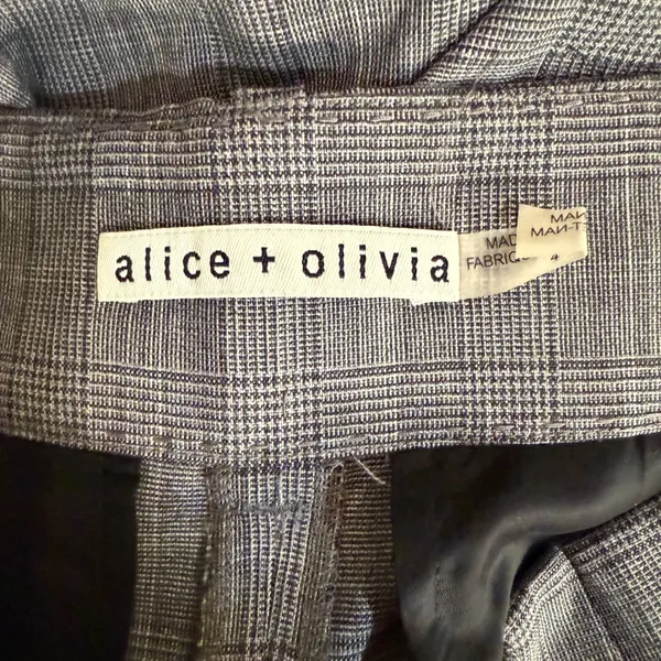 Alice + Olivia Wide Leg Pants Womens 4 Gray Glen Plaid High Waist Wool Office - Image 7