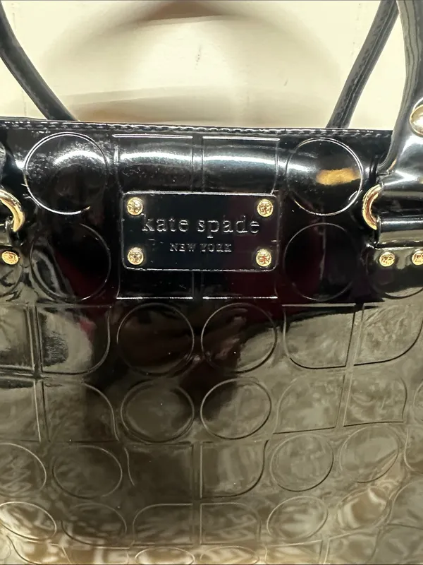 kate spade Black Patent Satchel with Embossed Circle Pattern - Image 2