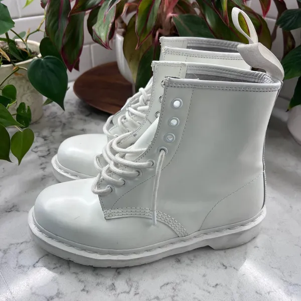 Dr. Martens 1460 Mono White Smooth Leather 8-Eye Combat Boots Womens 10 Mens 8 - Image 3