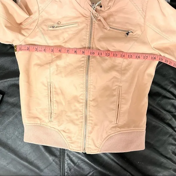 Cavalini Vegan Leather Bomber Jacket Mauve Size Large - Image 13