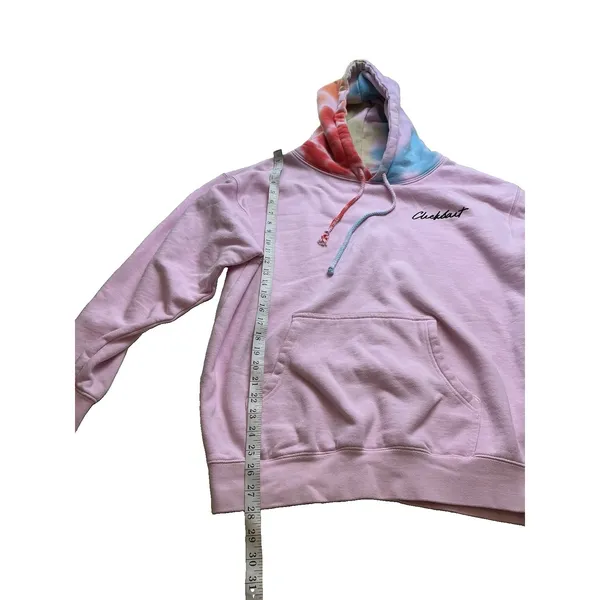 Clickbait Pink Tie Dye Hooded Pullover Hoodie Sweatshirt Women's Size L - Image 5