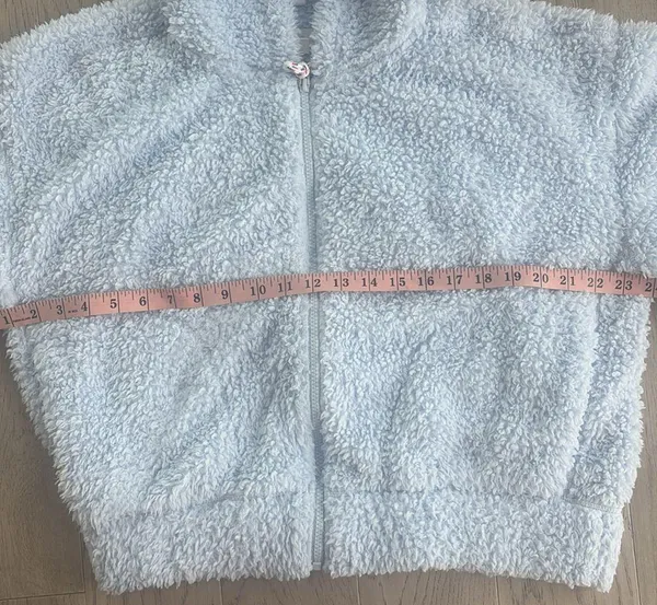 Lou & Grey Full Zip Sherpa Hoodie Sweatshirt Light Blue Medium - Image 7