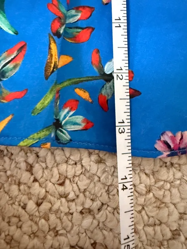 Parker Iggy Blue Floral Peplum Puff Sleeve Tie Front Blouse Size Small - Image 7