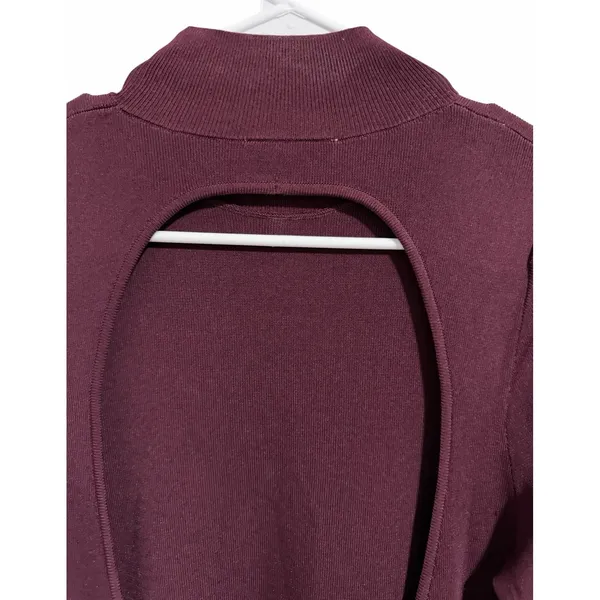 Böhme Mock Neck‎ Long Sleeve Cut Out Maxi Dress Burgundy Women's Size Large - Image 4