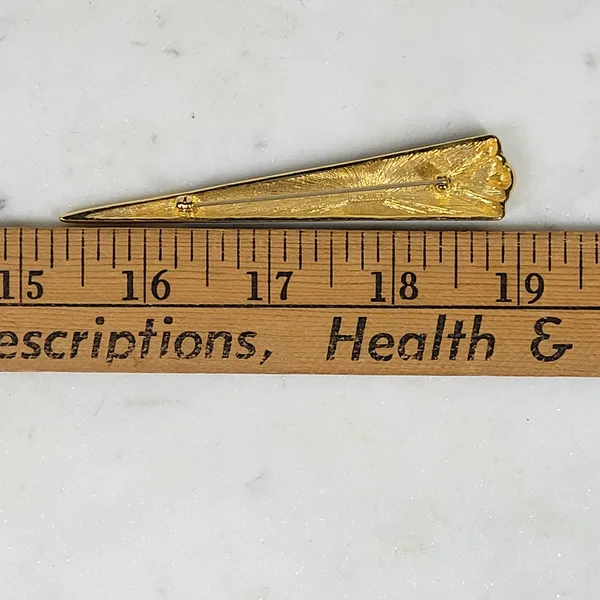 Monet Vintage Enamel Brooch Pin Black Gold Tone Art Deco Statement Jewelry - Image 5