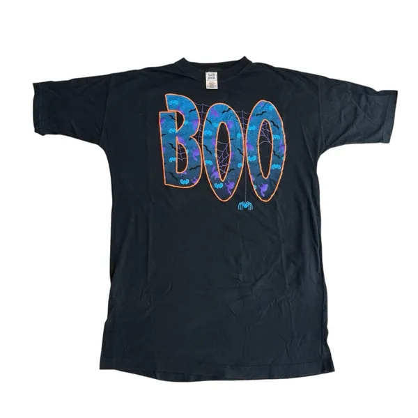 Club Bed Women’s One Size Boo Halloween Oversized Tee‎ Shirt Dress Black Goth - Image 2