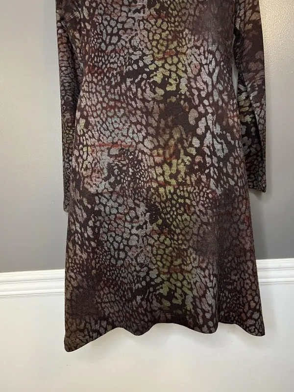 Nally & Millie Dress Womens Large Brown Multicolor Abstract Knit Tunic Boho - Image 7