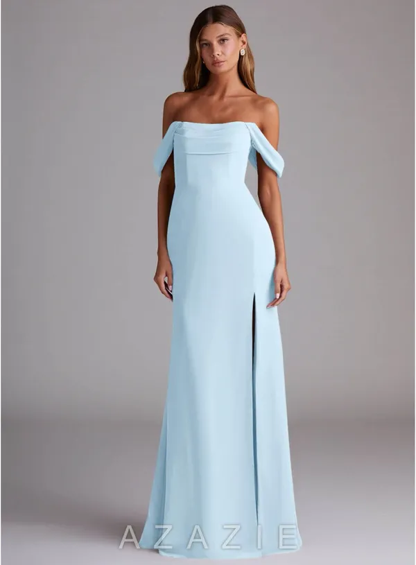 Azazie Sky Blue Chiffon Maxi Dress - Image 3