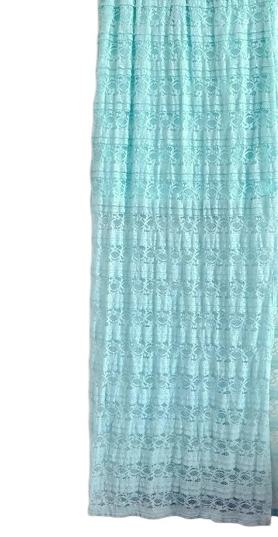 Lace Maxi Skirt With Floral Detailings & Brown & Cream Suede Knit Belt - Image 3