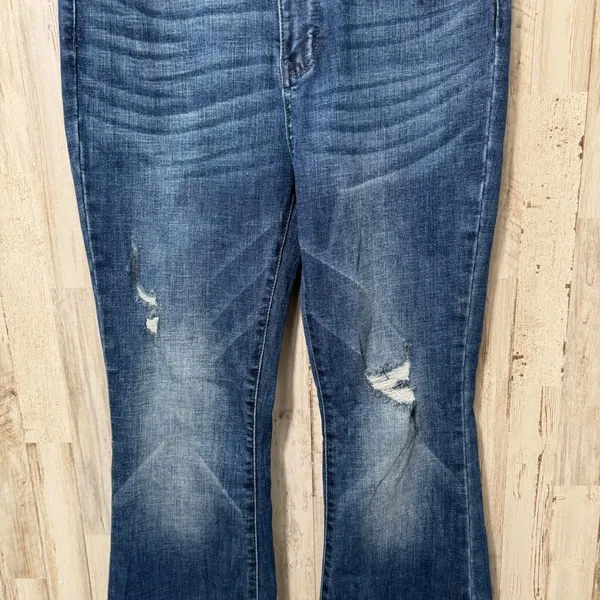 Judy Blue High Waist Distressed‎ Medium Wash Denim Jeans Flare Womens 11/30 - Image 4