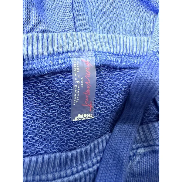 Free‎ People Movement Catch Up Cropped Hoodie Blue Barrel Sleeve Sweater - Image 6