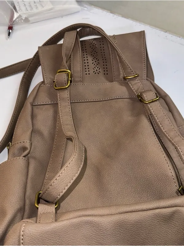 Chocolate Brown Large Backpack Purse w/ Decorative Nailheads - Image 10