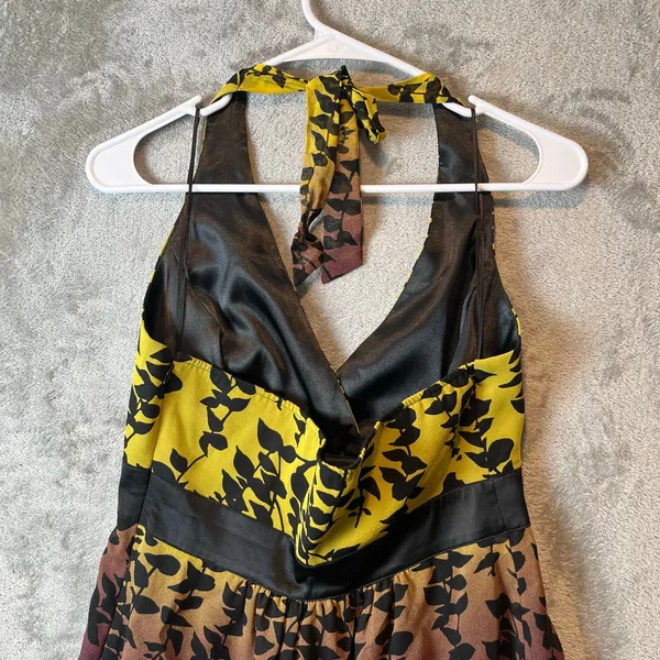 Vintage Y2K Babydoll Halter Top Leaf Print Ombre Fairycore Festival Size‎ S Silk - Image 3