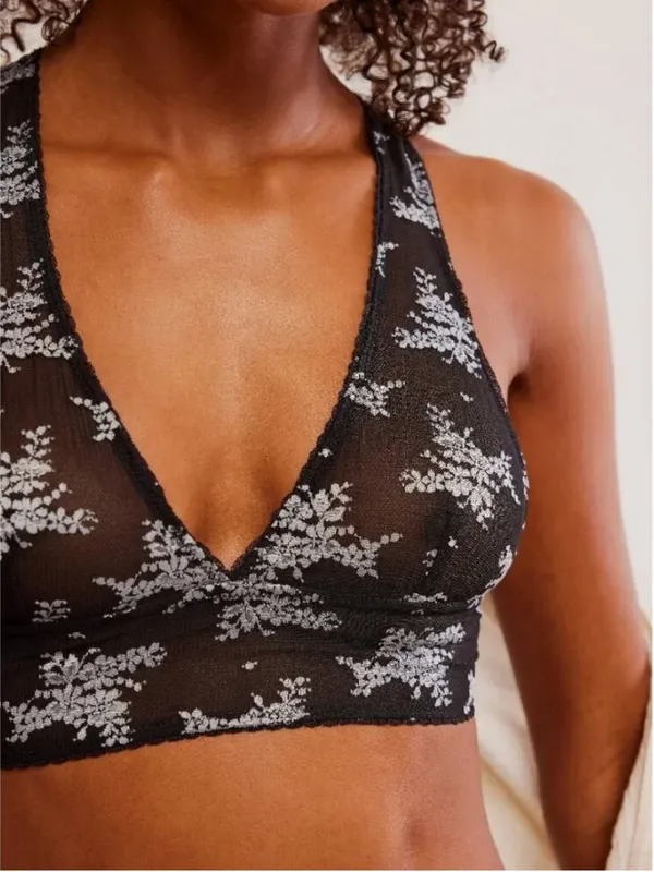 FREE PEOPLE NWT Talk About It Racerback Bra / Black Combo - Image 3