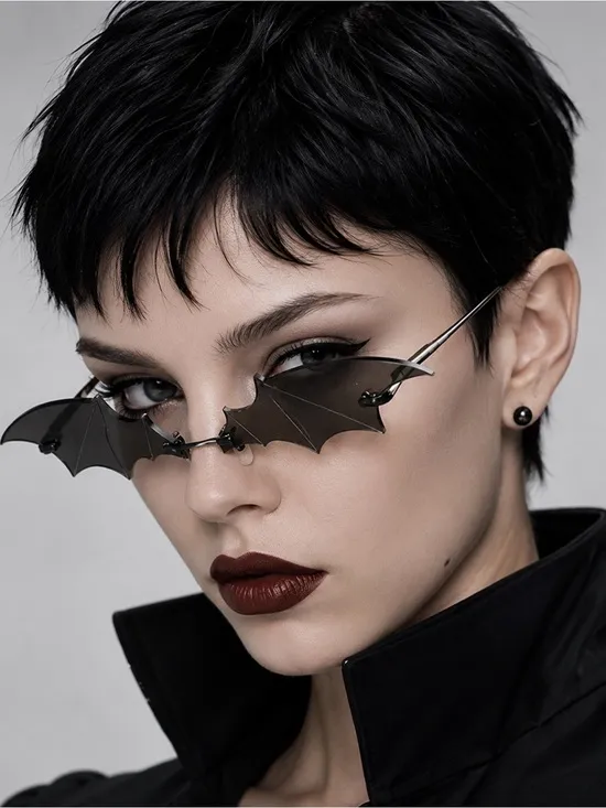 NWT Black Bat Wings Halloween Costume Gothic Party Steam Punk Shades Sunglasses - Image 4