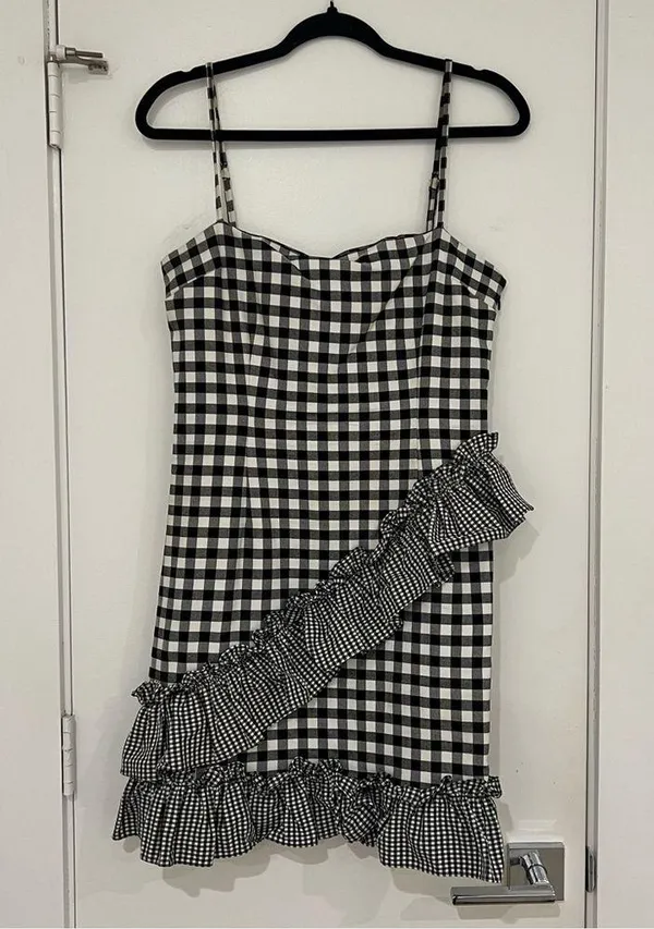 Lovers + Friends Gabby Gingham Ruffle Mini dress Sleeveless Checkered Print - Image 2