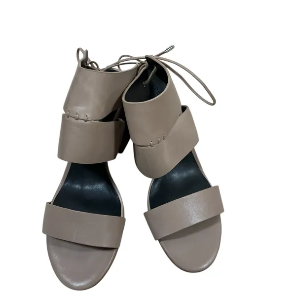 Rebecca Minkoff Nude Leather Block Heel Lace Up Sandals Beige Womens‎ 7.5 M - Image 2