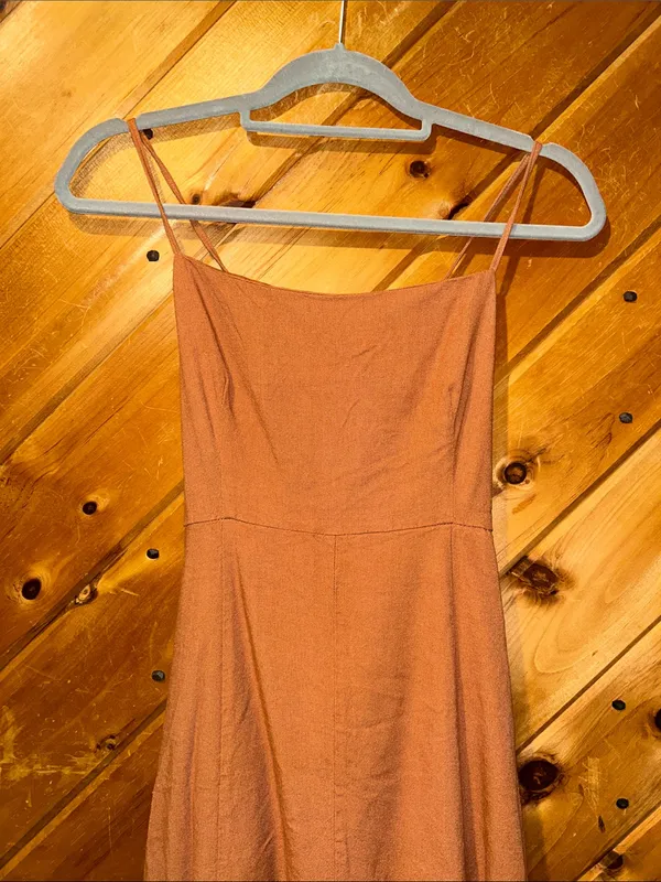 O.P.T. Linen blend terracotta strappy midi dress - Image 3