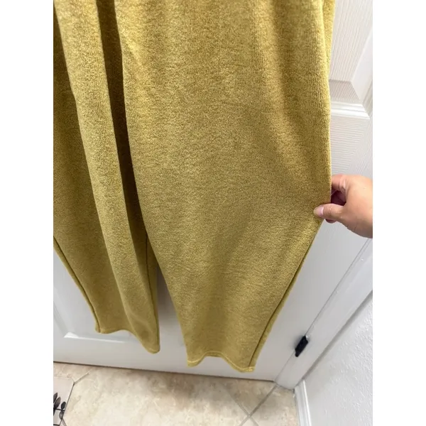 Vada Winter‎ x Maverick Jumpsuit L Mustard Yellow Knit Smocked V Neck Pockets - Image 9