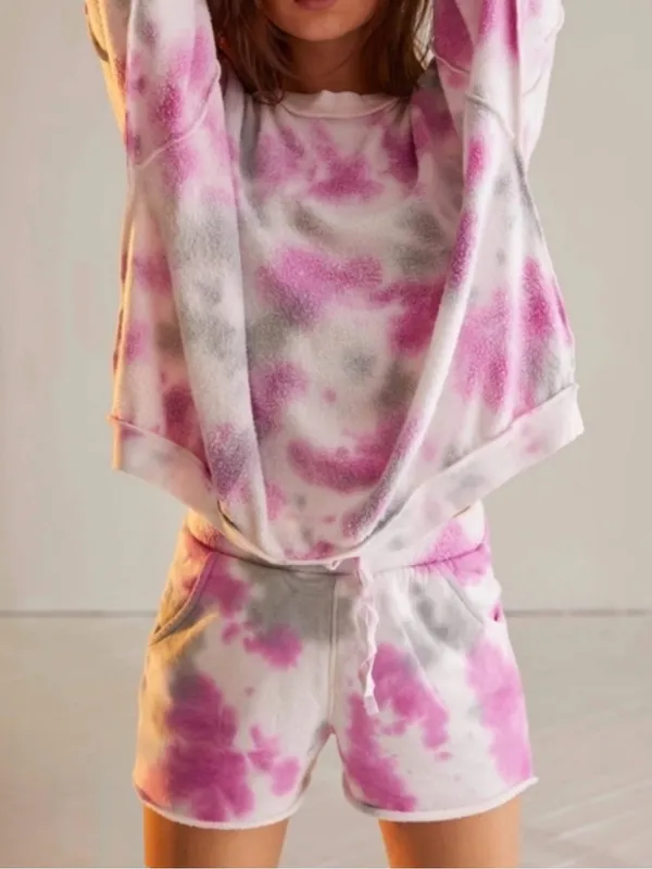 Free People Kelly Washed Tie Dye Two Piece Set Pink Grey Small EUC - Image 2