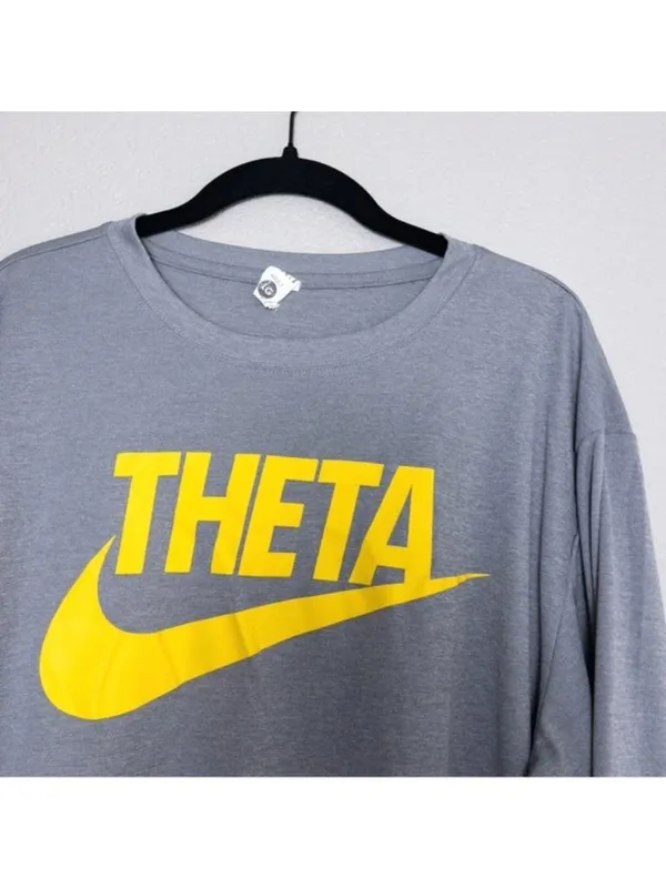Kappa Alpha Theta Nike Swoosh Dri Fit Long Sleeve Top L Gray Sorority Dry Fit - Image 3