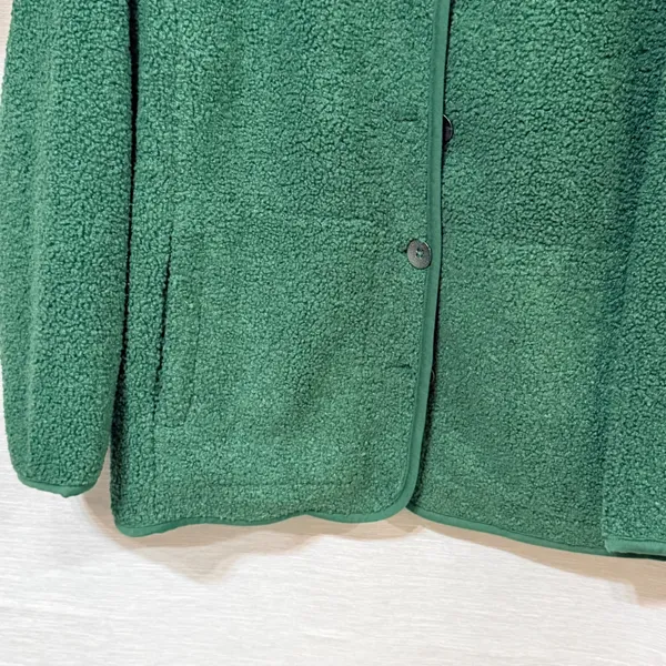 Susan Graver Weekend Green Sherpa Teddy Fleece Button Front Cardigan Jacket XL - Image 4