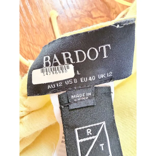 Bardot Margo Barely There Open Back Ruffle Top Yellow Large US 8 - Image 5