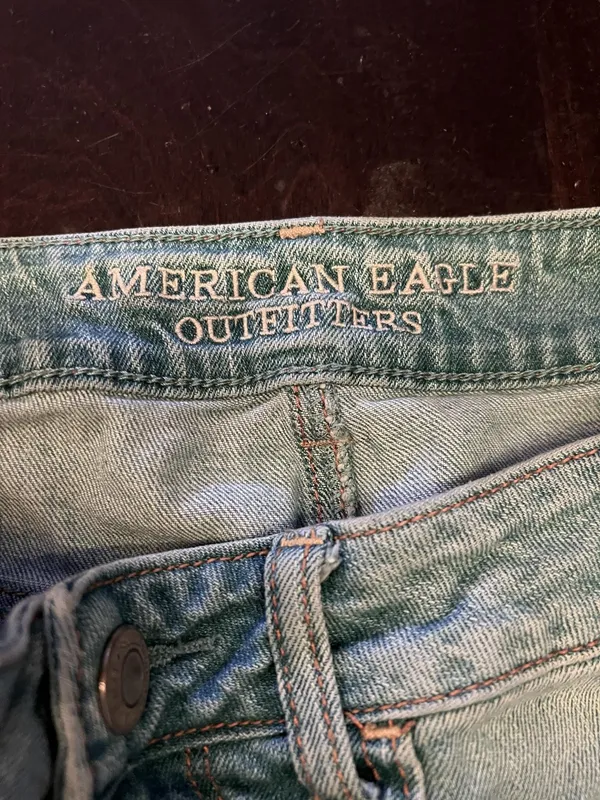 American Eagle Outfitters Rhinestone Shorts Womens 6 Blue Denim Cutoff Stretch - Image 4