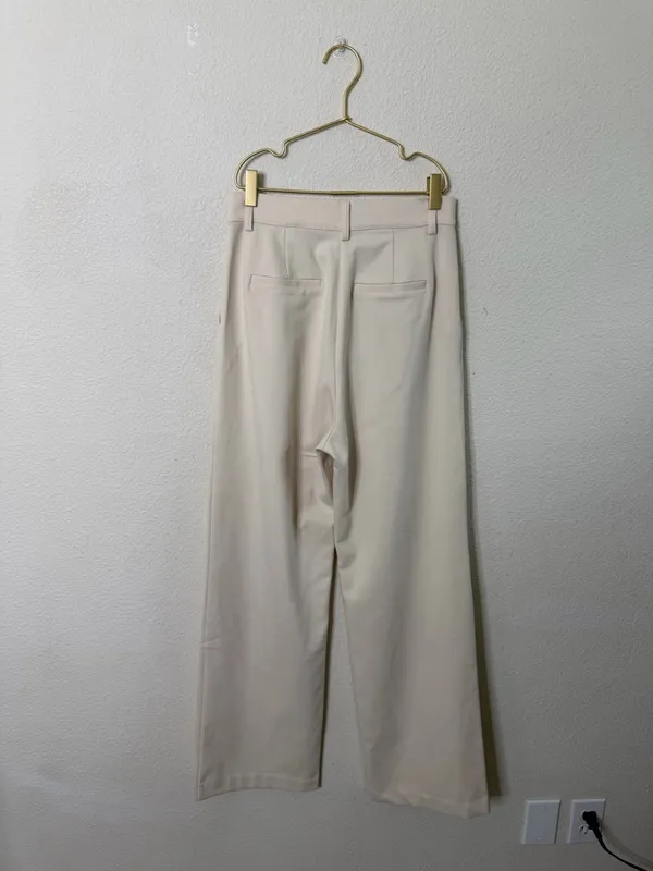 Vamp Official Relaxed Wide Leg Trouser Pants Cream Women’s Size S‎ - Image 9