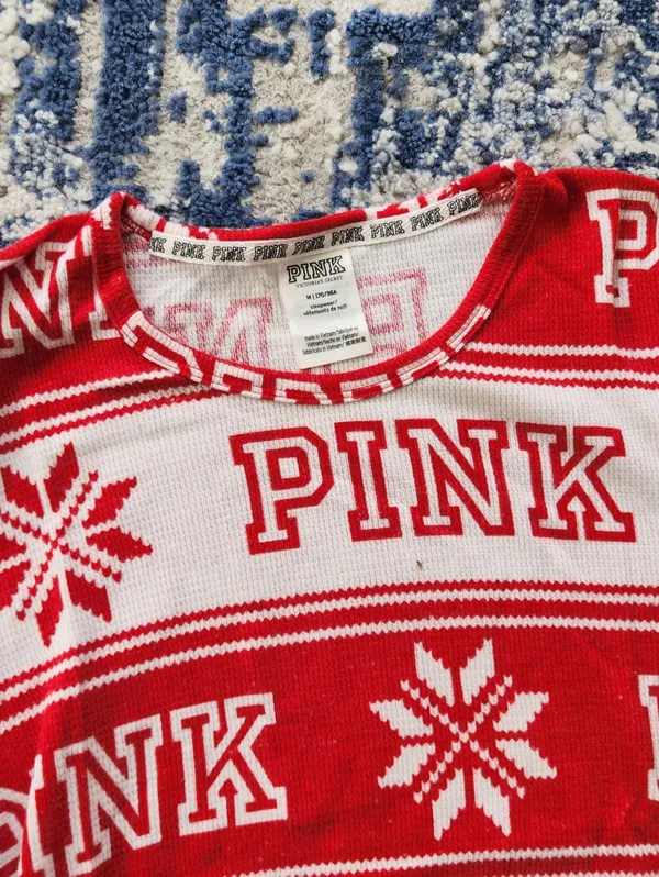 Victoria's Secret Pink Thermal Snowflake 2 Piece Pajamas Size M/L - Image 3