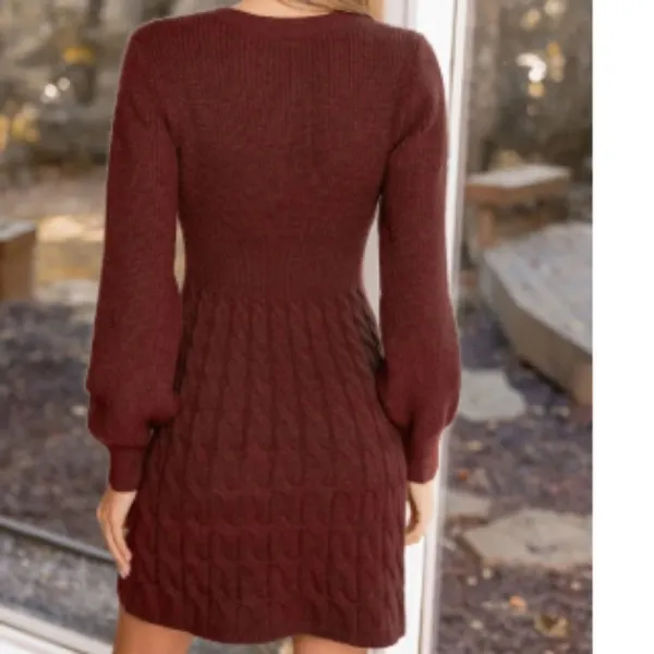 Cupshe Morning Brew Brown Mini Sweater Dress, Size Large, NWT - Image 4