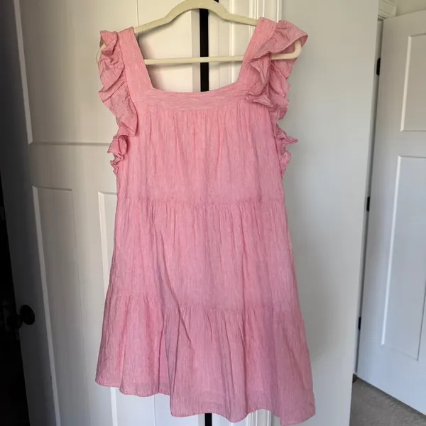 Marie Oliver Sailor Pink Ruffle Dress‎ square neck stripe - Image 4