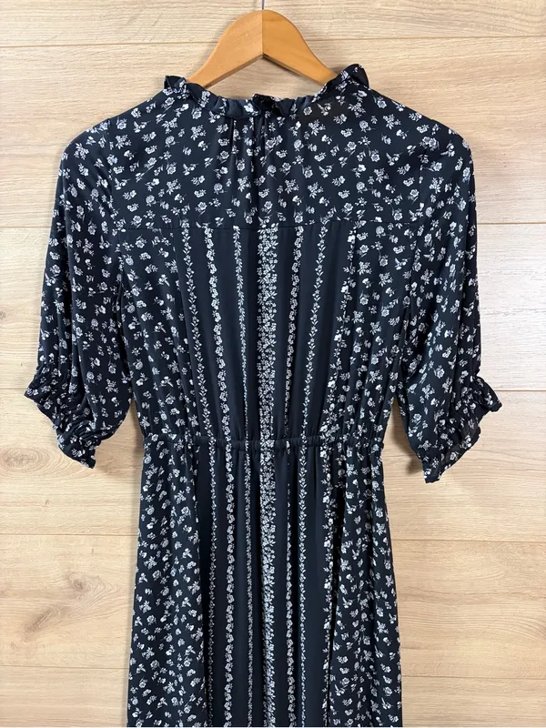 CeCe Black Floral Smocked Midi Dress Size XS - Image 2