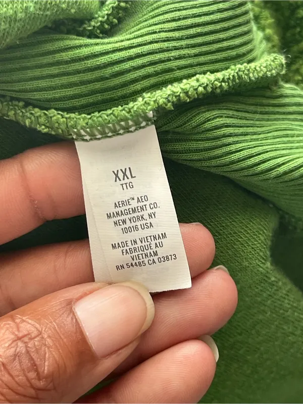 AERIE | Bright Green Terry Sherpa Crewneck Oversized Pullover Sweater Sz XXL - Image 9