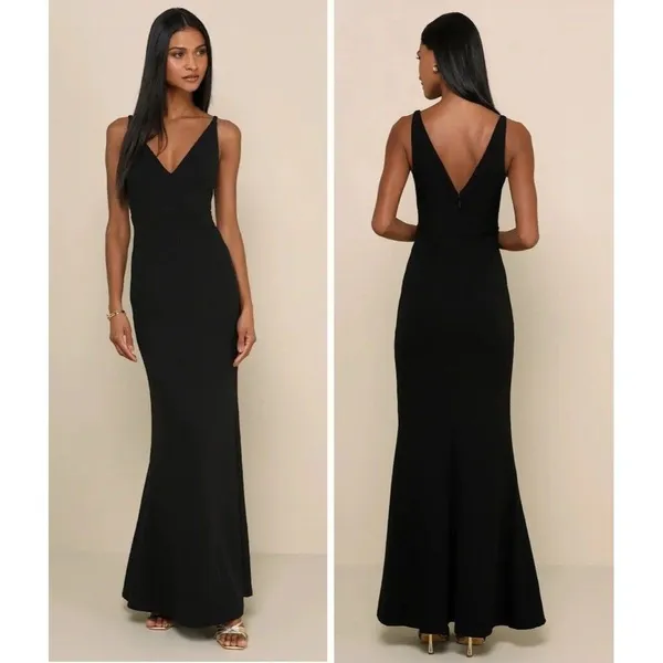 Lulus Melora Black Sleeveless Maxi Dress Size XS NWT Wedding Formal Black Tie - Image 2