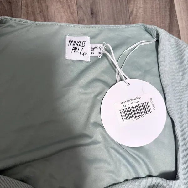 Princess Polly Javier Sage Green Long Sleeve Corset Mini Dress 6 NWT - Image 3