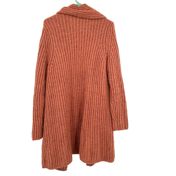 Ann Taylor Loft size large orange open‎ front duster cardigan sweater - Image 2