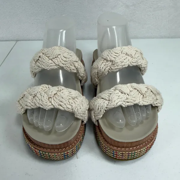 Johnny Was 6 Platform Slide Braided Rope Sandal Woven Trim Boho Festival Preppy - Image 4
