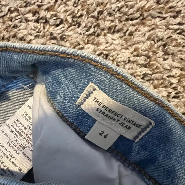 Madewell The Perfect Vintage Straight Jean‎ Light Wash Distressed Size 24 - Image 3