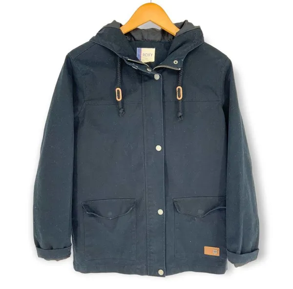 ROXY | Women's Large | Ocean Song Hooded Anorak Jacket in Black - Image 2