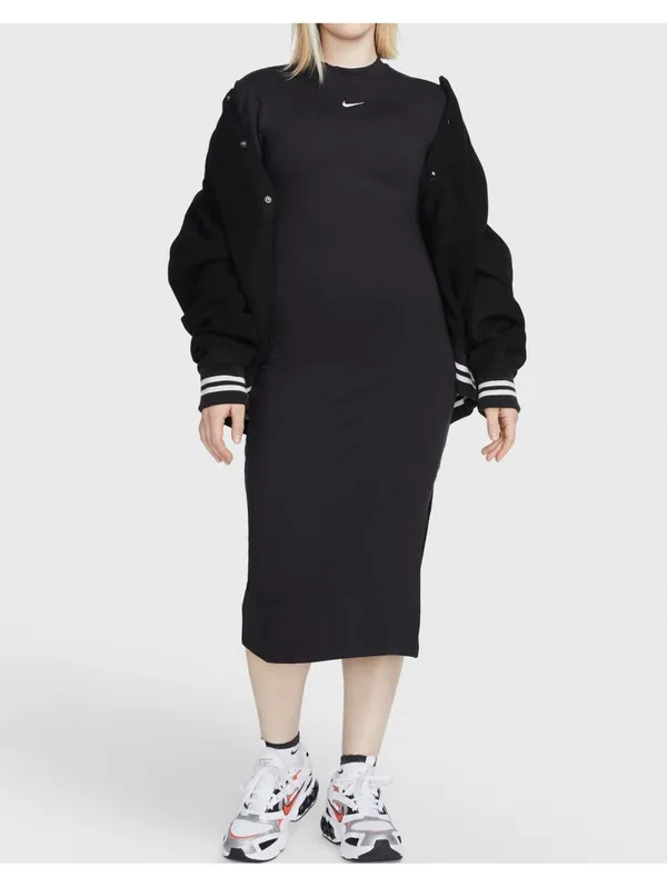 Nike Sportswear Essential Tight Crewneck Midi Dress NWT Black Small - Image 2