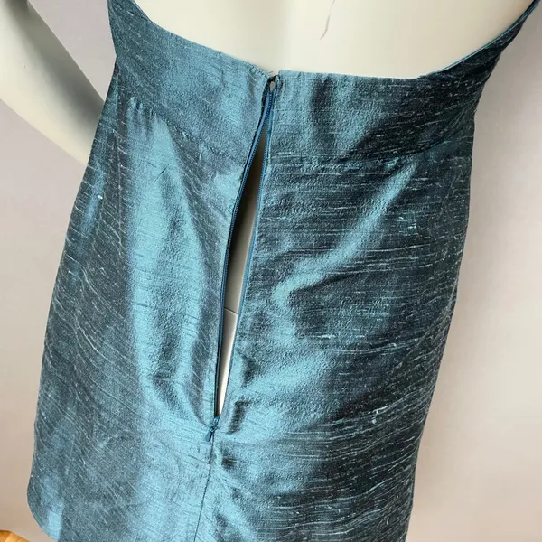 Lula‎ Kate Silk Dupioni Dress Teal Halter Neck Cocktail Size 8 Fit and Flare Zip - Image 9