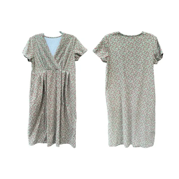 Modest Cottagecore Midi Dress Ditsy Floral Corduroy Pinwale Handmade Prairie - Image 6