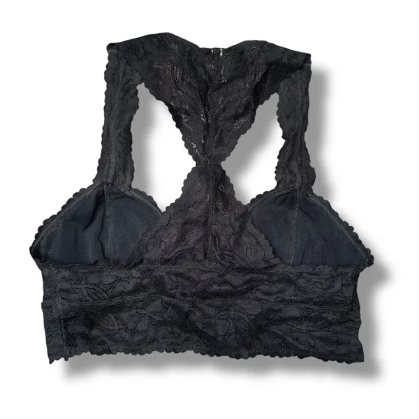 Free People Adella Bralette Women‎ S/P Black Excellent Lace Racerback Bra - Image 3