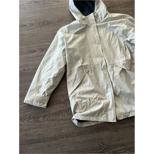 Outbrook Fleece Lined Rain Jacket Womens Medium Cream Hooded Utility Coat - Image 3