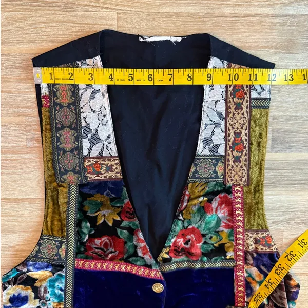 Vintage Patchwork Vest Size Small 90s Whimsigoth Magician Halloween Cosplay - Image 7